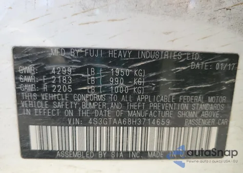 2017 Subaru Impreza from USA, damaged, VIN 4S3GTAA68H3714659